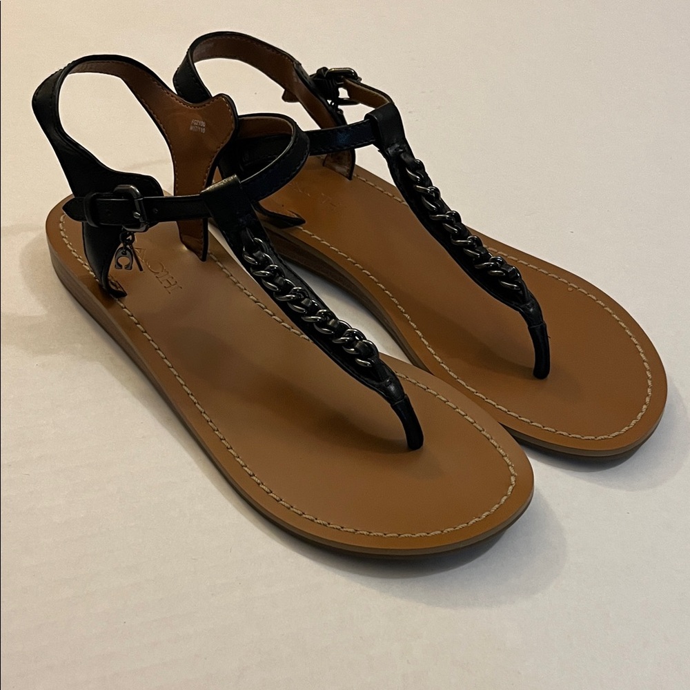 Coach CHAIN T-STRAP SANDAL (COACH FG2100) (Size 7 US, EUR 37.5)